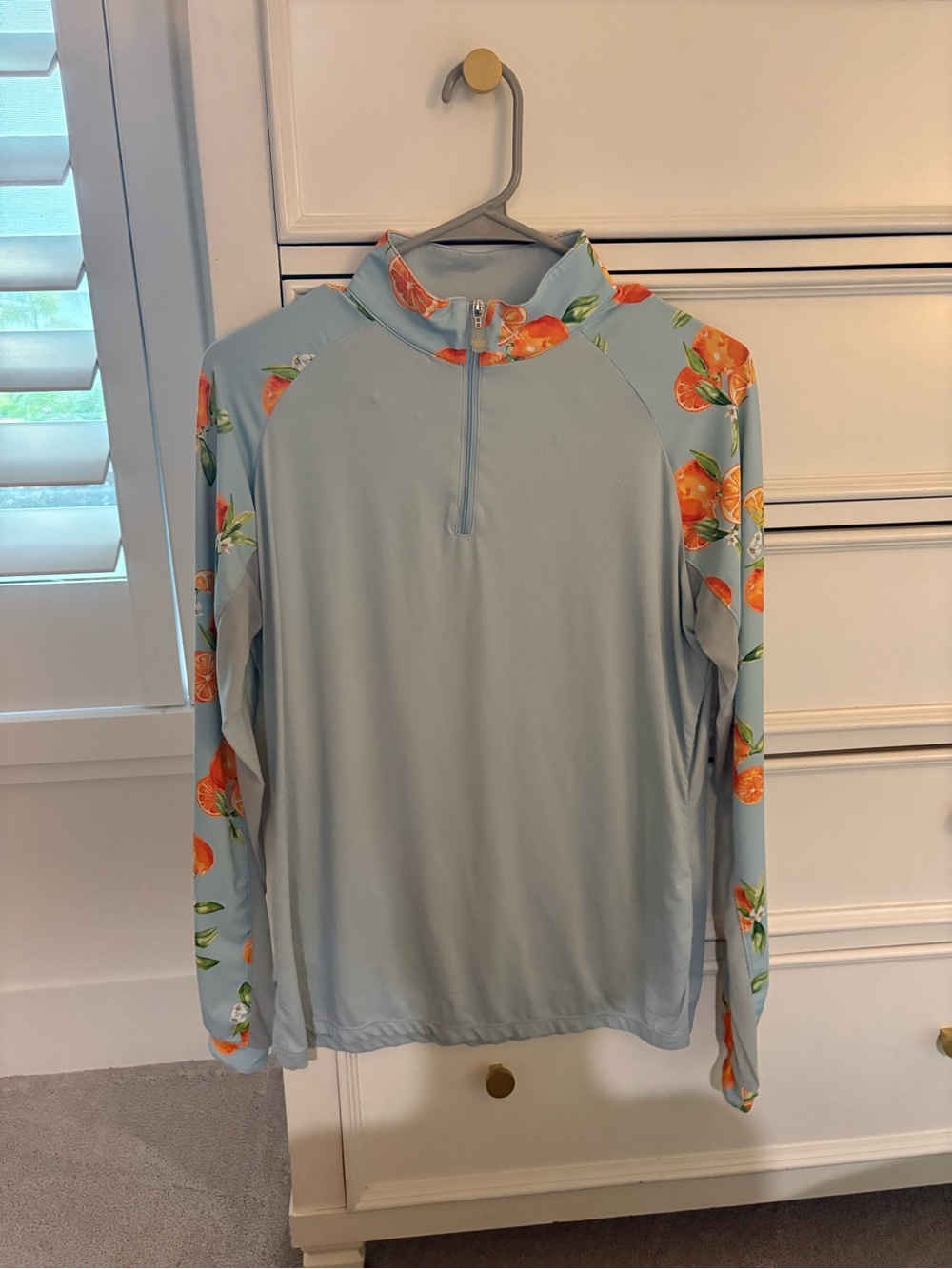 Kastel Denmark orange and blue equestrian shirt size L